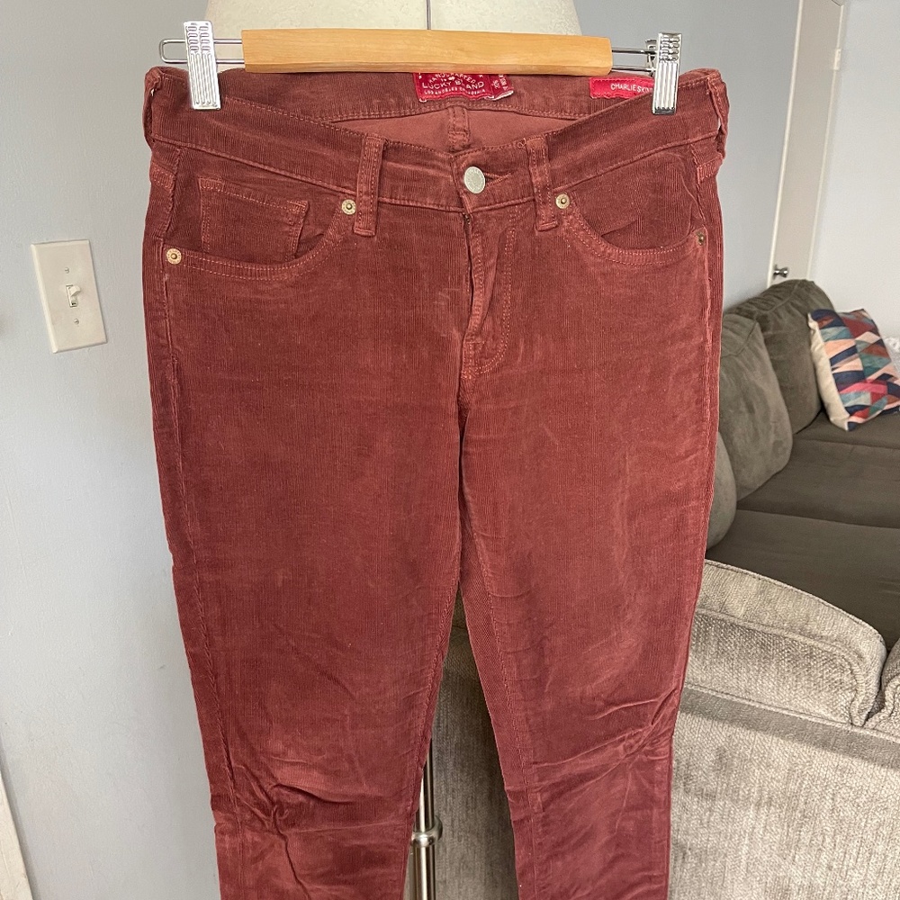 Lucky Brand Maroon Charlie Skinny Cords 2/26